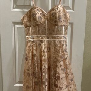 Homecoming or Prom Dress Peach Sequence Size 10